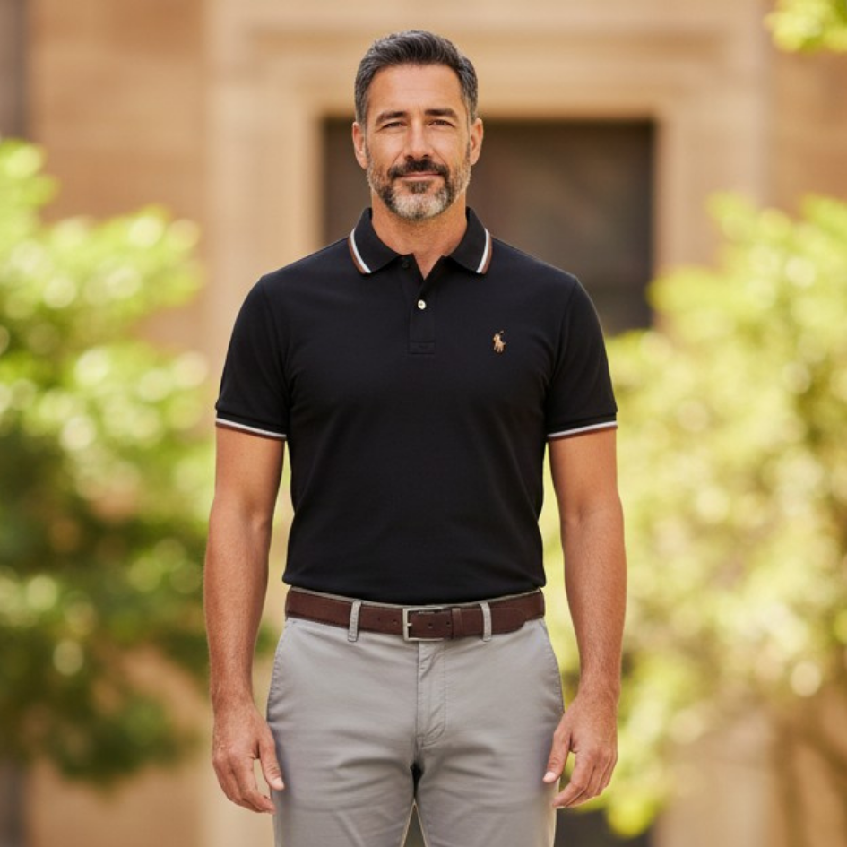Double Tipped Pique Polo | Black - Image 4