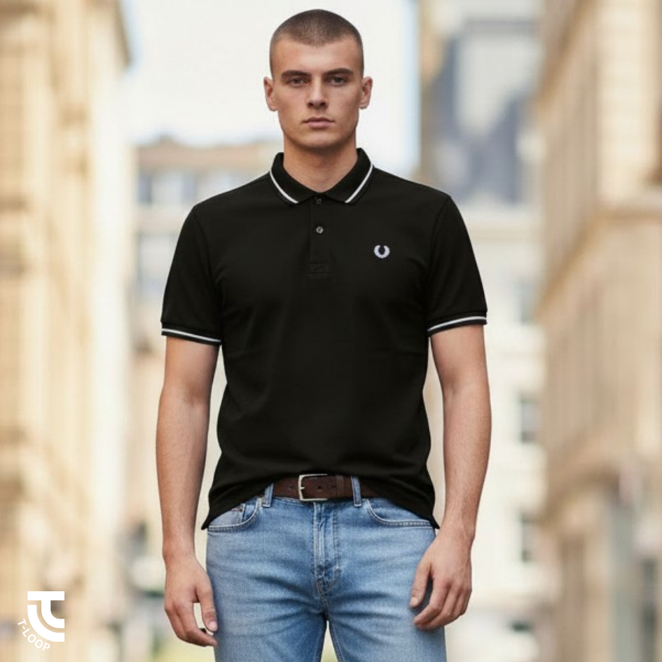 Single Tipped Pique Polo | Black - Image 2
