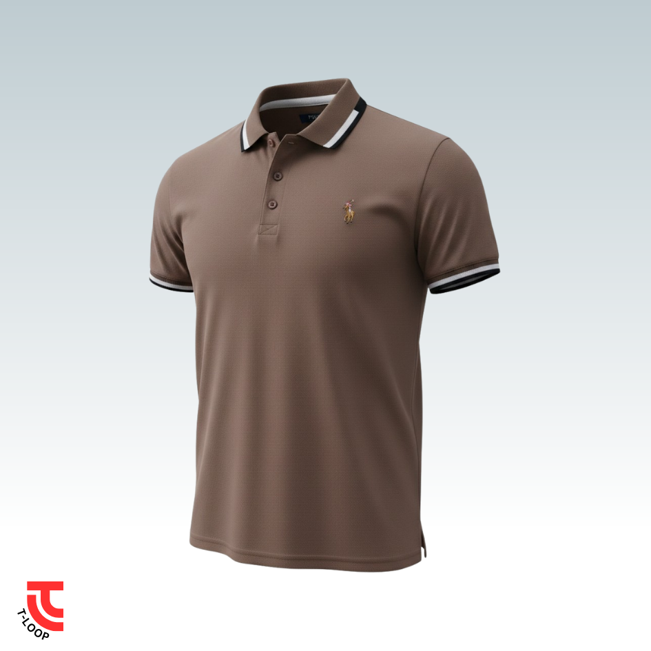 Double Tipped Pique Polo | Peanut Brown - Image 3
