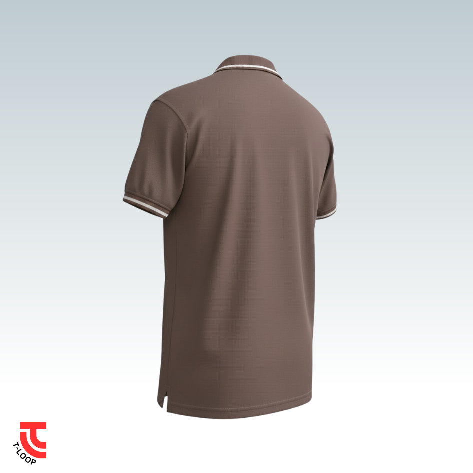 Double Tipped Pique Polo | Peanut Brown - Image 4