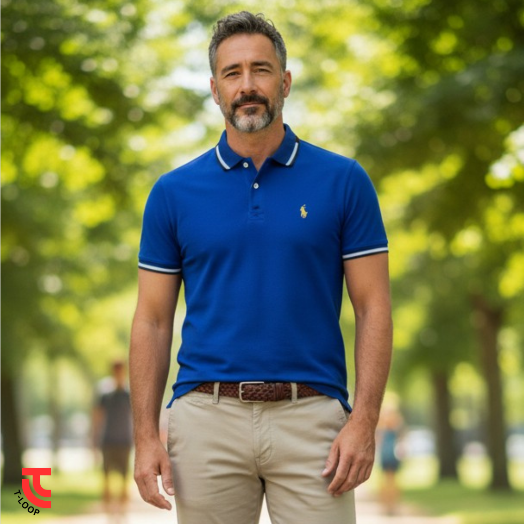 Double Tipped Pique Polo | Blue - Image 2
