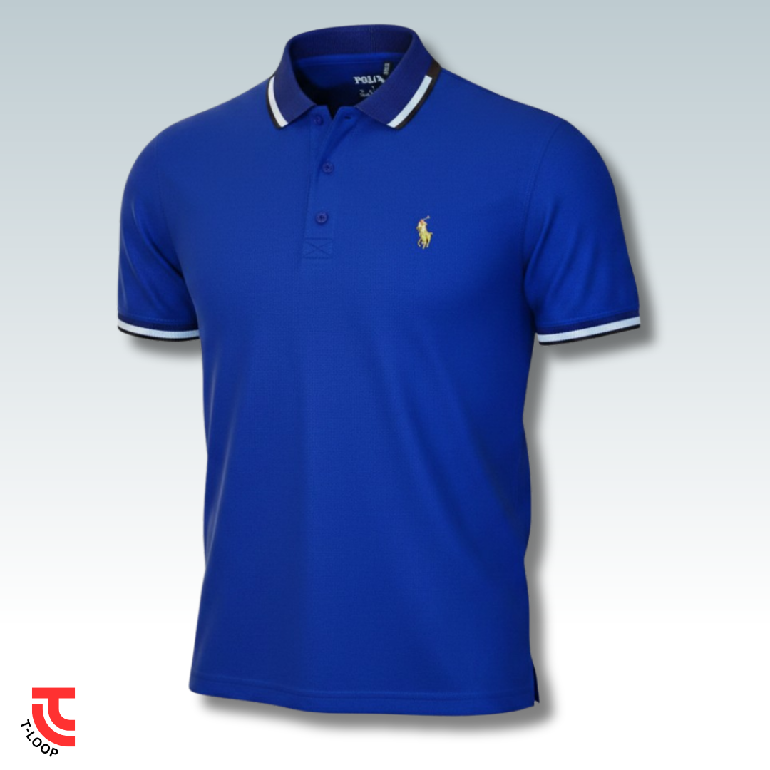 Double Tipped Pique Polo | Blue - Image 3
