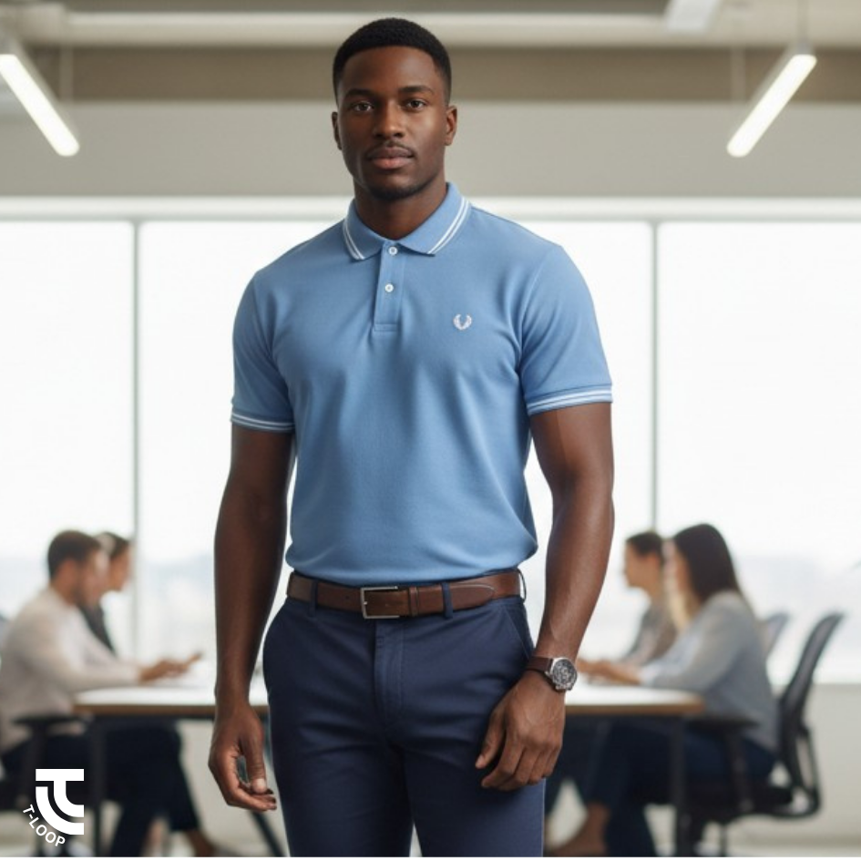 Single Tipped Pique Polo | Sky Blue - Image 2