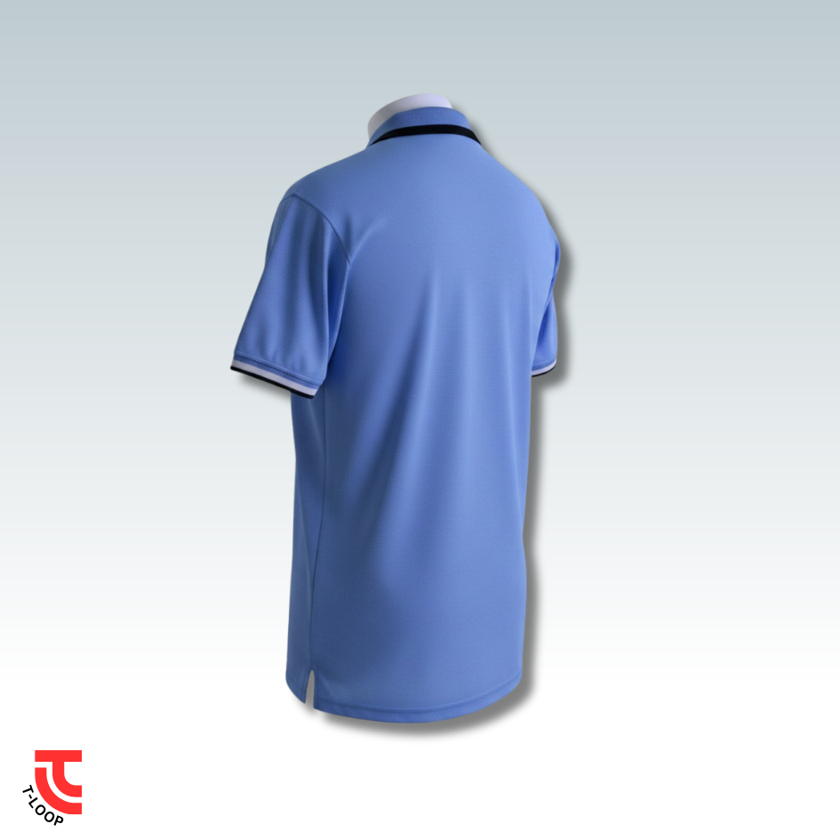 Double Tipped Pique Polo | Sky Blue - Image 4