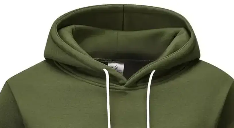 Men Color Block Fleece Hoodie Green Black White - Image 2