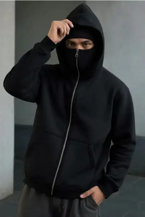 Ninja Style Black Fleece Zipper Hoodie for Men