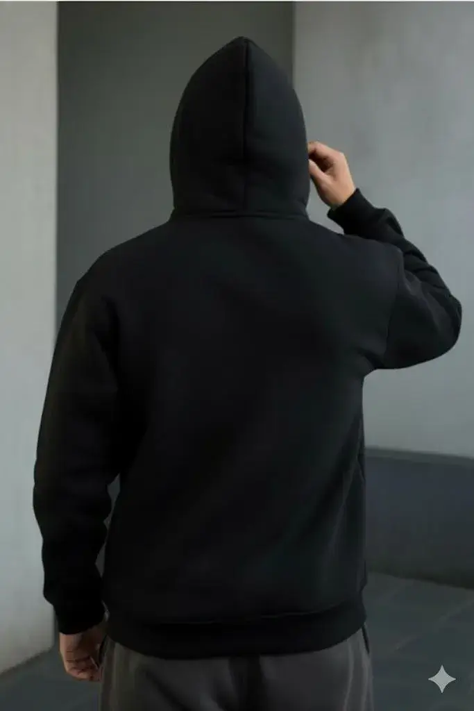 Ninja Style Black Fleece Zipper Hoodie for Men - Image 3