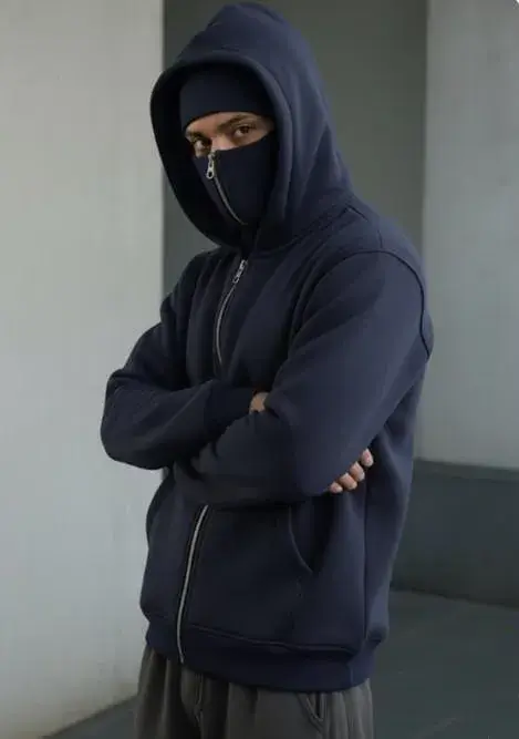 Heavyweight Fleece Hoodie Navy Blue for Men - Image 2