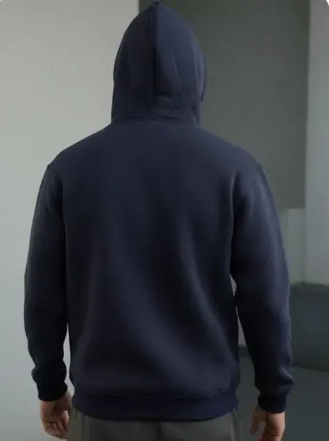 Heavyweight Fleece Hoodie Navy Blue for Men - Image 3
